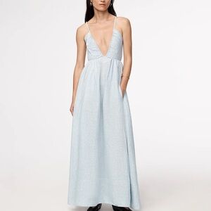 Another Tomorrow LINEN HALTER DRESS